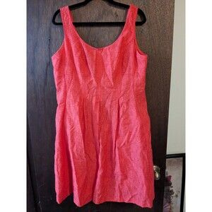 Nine West Size 16 Fit & Flare Orange Textured Striped Dress